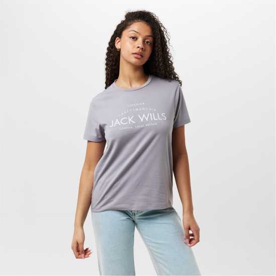 Jack Wills Forstal Boyfriend T-Shirt Ladies Мъгла Jack Wills Forstal Boyfriend T-Shirt Ladies Мъгла