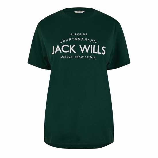 Jack Wills Forstal Boyfriend T-Shirt Ladies Тъмно зелено Jack Wills Forstal Boyfriend T-Shirt Ladies Тъмно зелено
