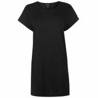 Miso Дамска Тениска Long Length Boyfriend T Shirt Ladies Black Дамски тениски и фланелки