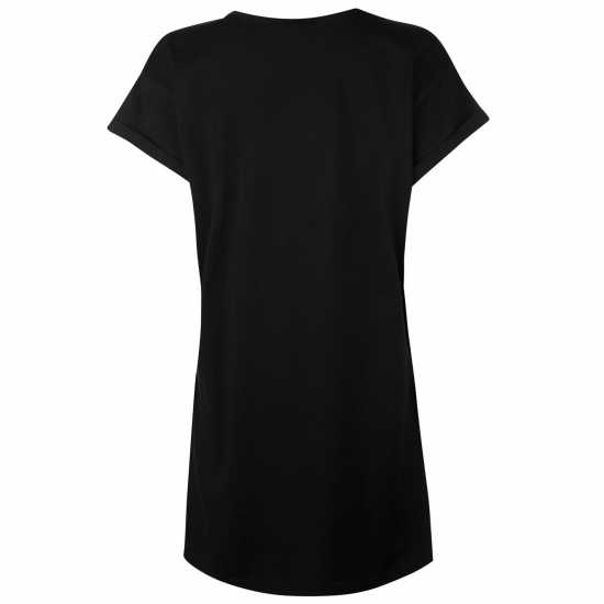 Miso Дамска Тениска Long Length Boyfriend T Shirt Ladies Black Дамски тениски с яка