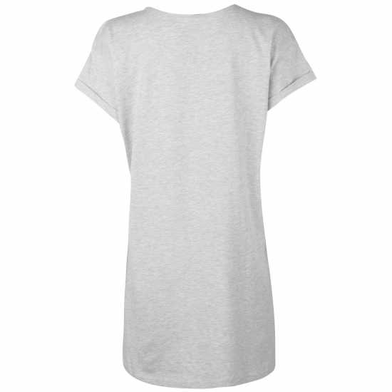 Miso Дамска Тениска Long Length Boyfriend T Shirt Ladies Grey Marl - Дамски тениски с яка