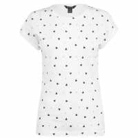 Miso Дамска Тениска Printed Boyfriend T Shirt Ladies White Heart Дамски тениски и фланелки
