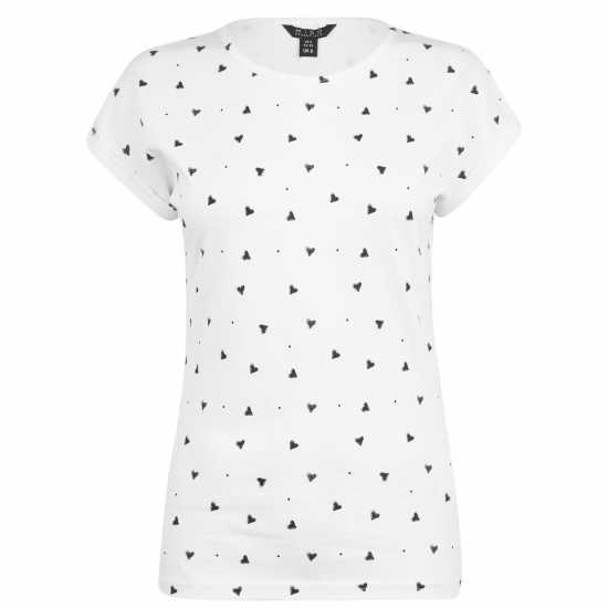 Miso Тениска Printed Boyfriend T Shirt Бяло сърце Дамски тениски и фланелки