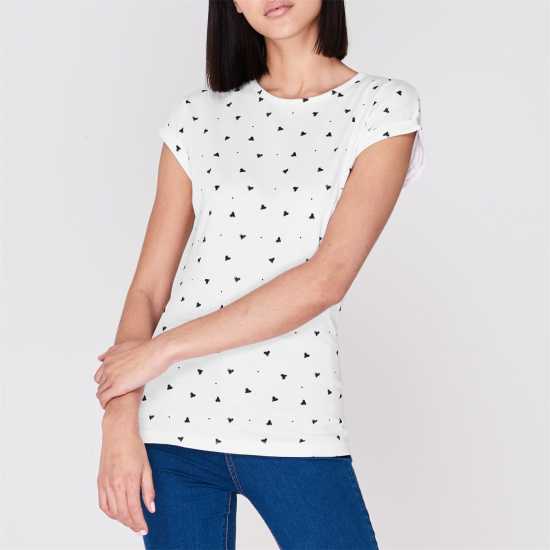 Miso Тениска Printed Boyfriend T Shirt Бяло сърце Дамски тениски и фланелки