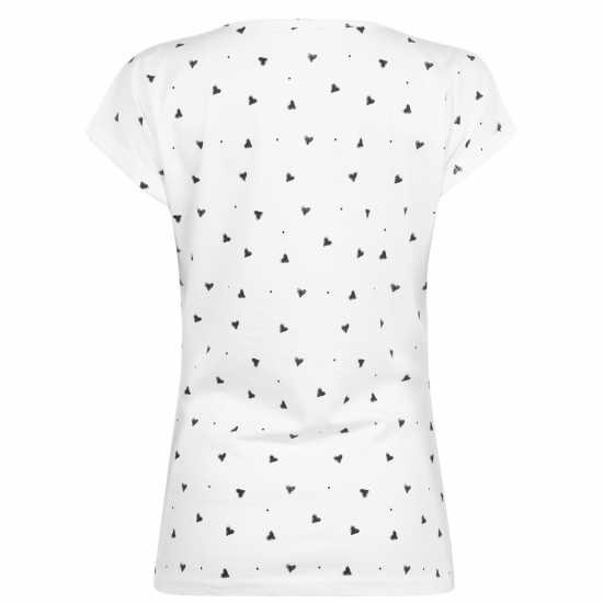 Miso Тениска Printed Boyfriend T Shirt White Heart Дамски тениски и фланелки