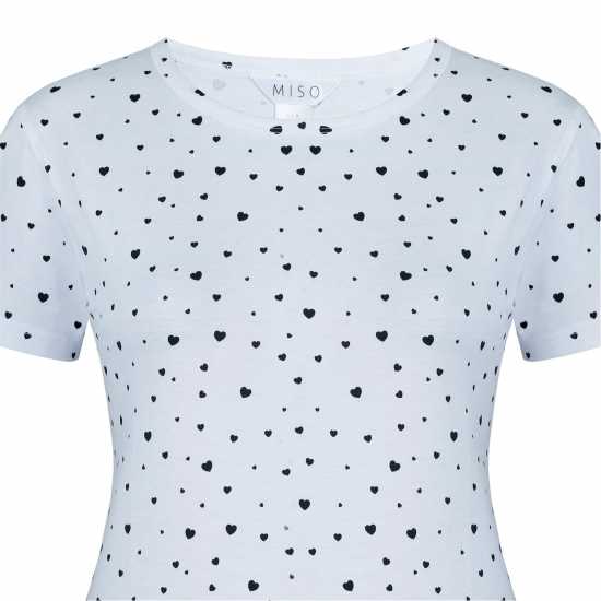 Miso Тениска Printed Boyfriend T Shirt Бяло сърце Дамски тениски и фланелки