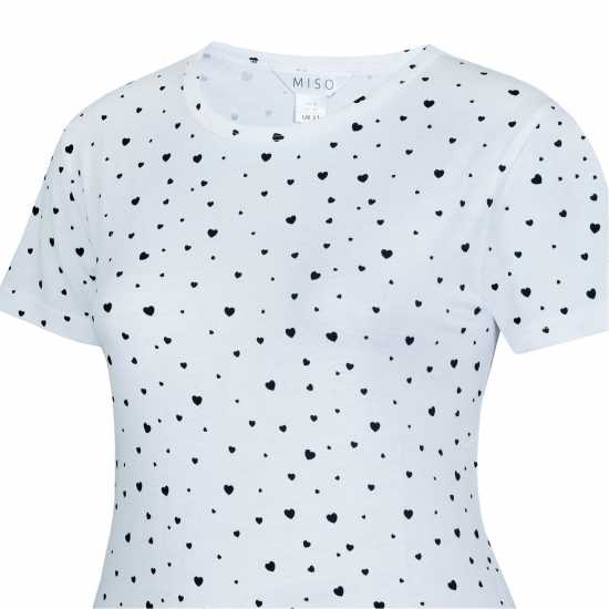 Miso Тениска Printed Boyfriend T Shirt Бяло сърце Дамски тениски и фланелки