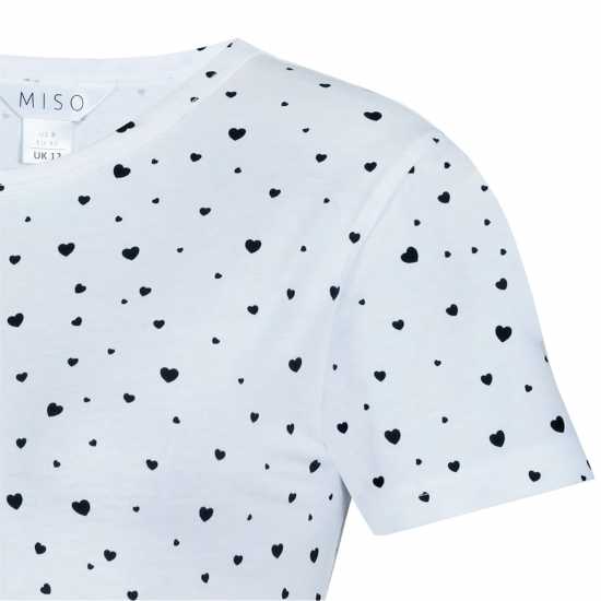 Miso Тениска Printed Boyfriend T Shirt White Heart Дамски тениски и фланелки