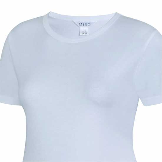 Miso Тениска Printed Boyfriend T Shirt White Plain Дамски тениски и фланелки
