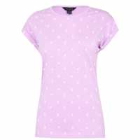 Miso Дамска Тениска Printed Boyfriend T Shirt Ladies Lilac Дамски тениски и фланелки