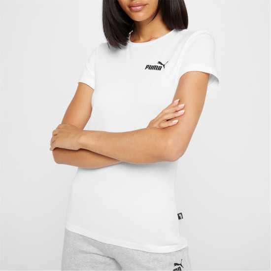 Puma Дамска Тениска Small Logo T Shirt Ladies White Дамски тениски с яка