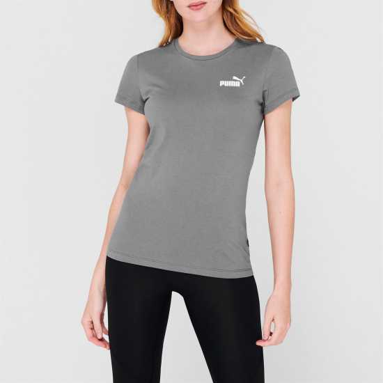 Puma Дамска Тениска Small Logo T Shirt Ladies Castlerock Дамски тениски с яка