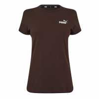 Puma Дамска Тениска Small Logo T Shirt Ladies Dark Chocolate Дамски тениски с яка