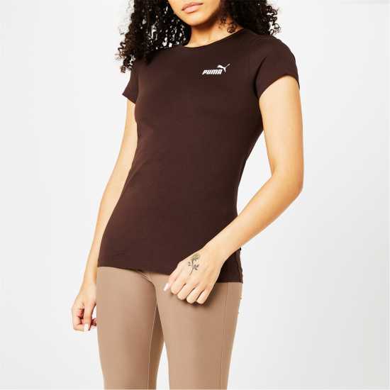 Puma Дамска Тениска Small Logo T Shirt Ladies Dark Chocolate Дамски тениски с яка