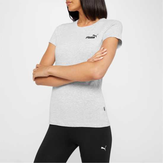 Puma Дамска Тениска Small Logo T Shirt Ladies L.Grey Heath Дамски тениски с яка