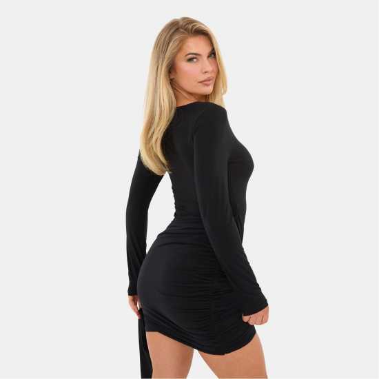 Long Sleeve Drape Mini Dress Long Sleeve Drape Mini Dress
