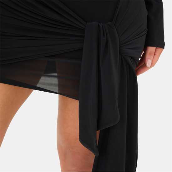Long Sleeve Drape Mini Dress Long Sleeve Drape Mini Dress