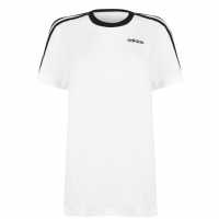 Adidas Дамска Тениска Essentials 3 Stripe T Shirt Ladies White/Black Дамски тениски с яка