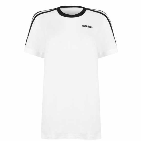 Adidas 3 Stripe T-Shirt White/Black Дамски тениски с яка