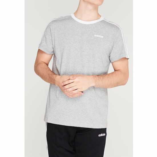 Adidas 3 Stripe T-Shirt Med Grey Дамски тениски с яка