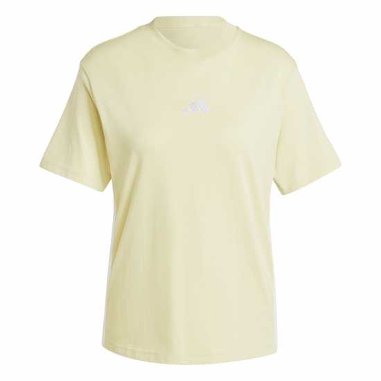 Adidas Essentials 3 Stripe T-Shirt Womens Прахово жълто Дамски тениски и фланелки