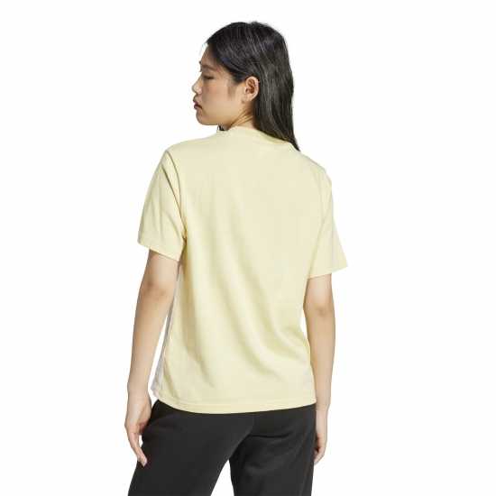 Adidas Essentials 3 Stripe T-Shirt Womens Прахово жълто Дамски тениски и фланелки