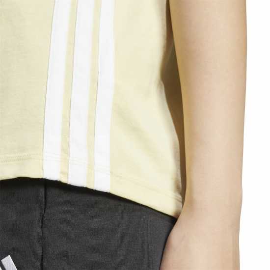 Adidas Essentials 3 Stripe T-Shirt Womens Прахово жълто Дамски тениски и фланелки