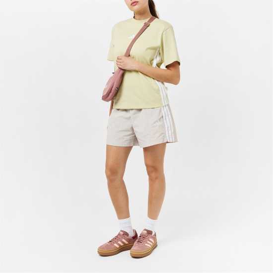 Adidas Essentials 3 Stripe T-Shirt Womens Прахово жълто Дамски тениски и фланелки