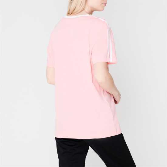Adidas Дамска Тениска Essentials 3 Stripe T Shirt Ladies Preloved Fig - Дамски тениски с яка