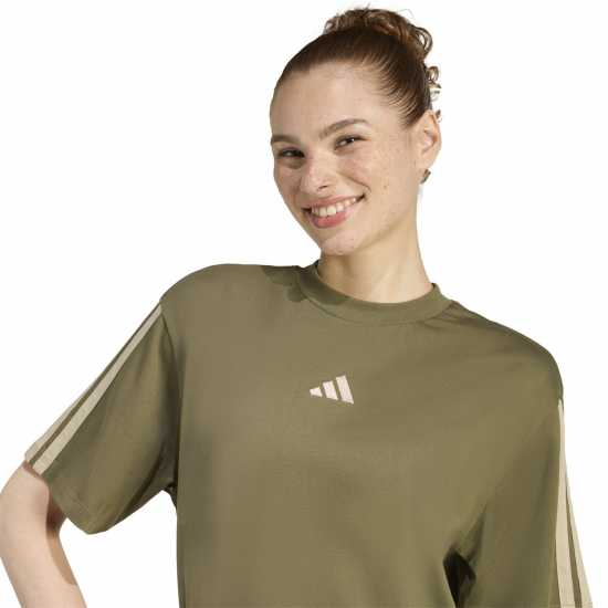 Adidas Essentials 3 Stripe T-Shirt Womens  