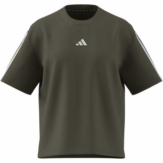 Adidas Essentials 3 Stripe T-Shirt Womens Олива Дамски тениски и фланелки