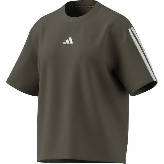 Adidas Essentials 3 Stripe T-Shirt Womens Олива Дамски тениски и фланелки