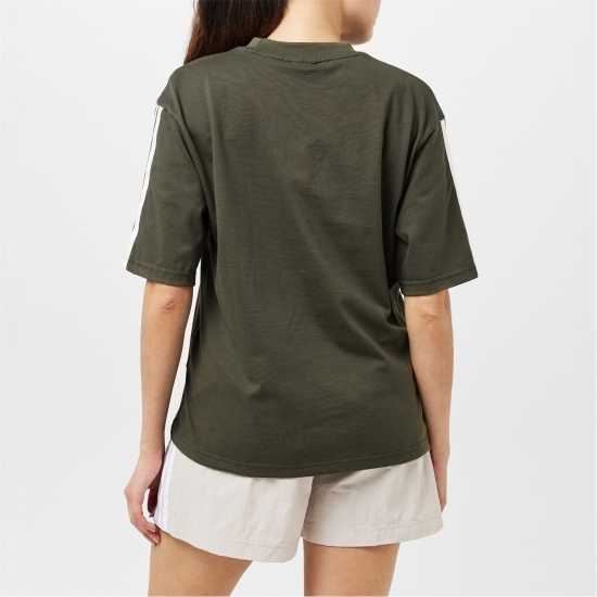 Adidas Essentials 3 Stripe T-Shirt Womens Олива Дамски тениски и фланелки