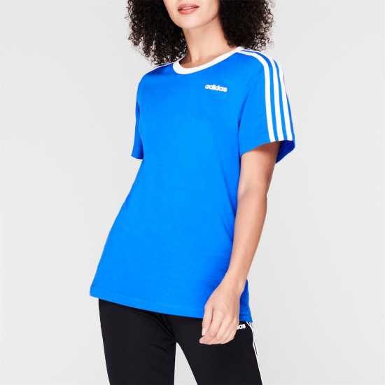 Adidas Essentials 3 Stripe T-Shirt Womens Свети синьо Дамски тениски и фланелки
