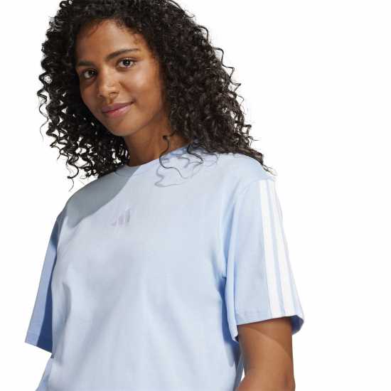 Adidas Essentials 3 Stripe T-Shirt Womens Свети синьо Дамски тениски и фланелки