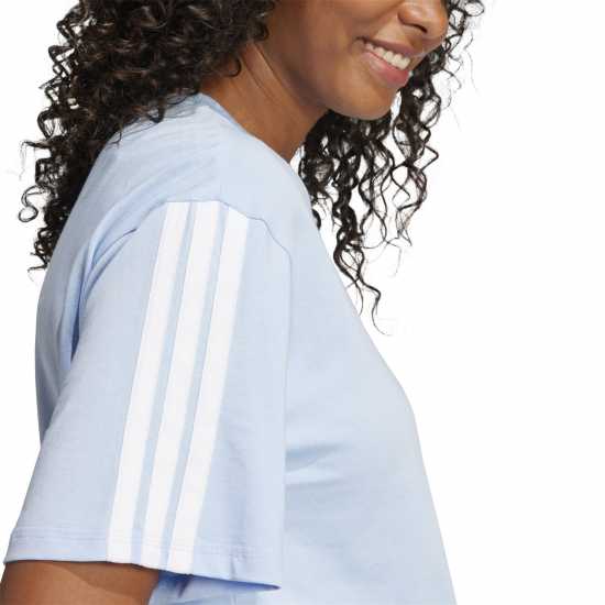 Adidas Essentials 3 Stripe T-Shirt Womens Свети синьо Дамски тениски и фланелки