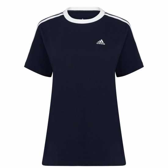 Дамски тениски и фланелки Adidas Essentials 3 Stripe T-Shirt Womens Морско синьо/Бяло Adidas Essentials 3 Stripe T-Shirt Womens Морско синьо/Бяло Дамски тениски и фланелки