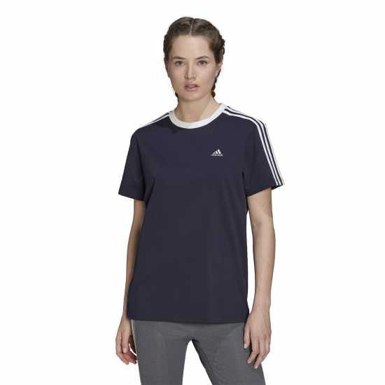 Дамски тениски и фланелки Adidas Essentials 3 Stripe T-Shirt Womens Морско синьо/Бяло Adidas Essentials 3 Stripe T-Shirt Womens Морско синьо/Бяло Дамски тениски и фланелки