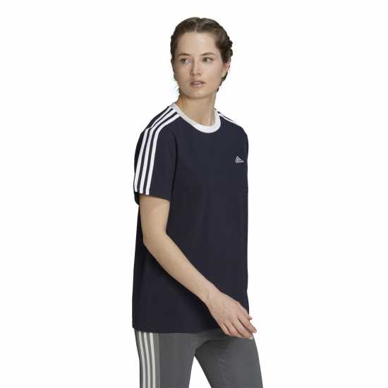 Дамски тениски и фланелки Adidas Essentials 3 Stripe T-Shirt Womens Морско синьо/Бяло Adidas Essentials 3 Stripe T-Shirt Womens Морско синьо/Бяло Дамски тениски и фланелки