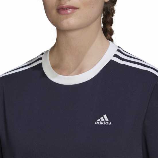 Дамски тениски и фланелки Adidas Essentials 3 Stripe T-Shirt Womens Морско синьо/Бяло Adidas Essentials 3 Stripe T-Shirt Womens Морско синьо/Бяло Дамски тениски и фланелки