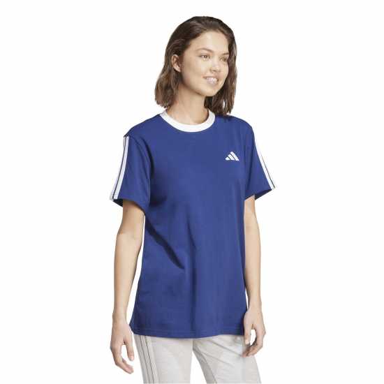 Дамски тениски и фланелки Adidas Essentials 3 Stripe T-Shirt Womens Морско синьо/Бяло Adidas Essentials 3 Stripe T-Shirt Womens Морско синьо/Бяло Дамски тениски и фланелки