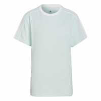 Adidas Дамска Тениска Essentials 3 Stripe T Shirt Ladies Light Blue Дамски тениски с яка