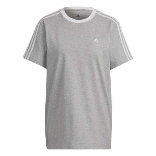 Adidas Essentials 3 Stripe T-Shirt Womens Среден сив хтх Дамски тениски и фланелки