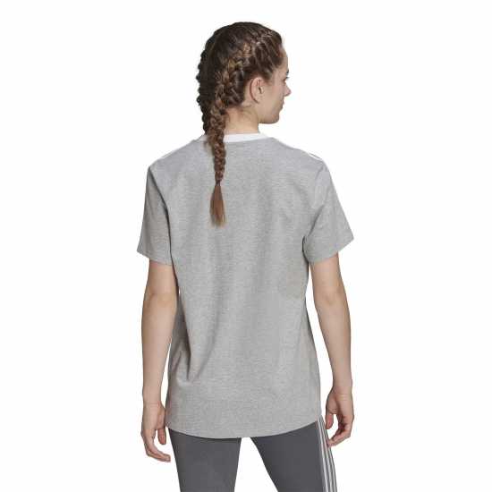 Adidas Essentials 3 Stripe T-Shirt Womens Среден сив хтх Дамски тениски и фланелки