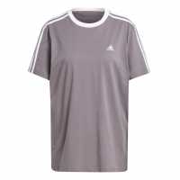 Adidas 3 Stripe T-Shirt Charcoal Дамски тениски и фланелки