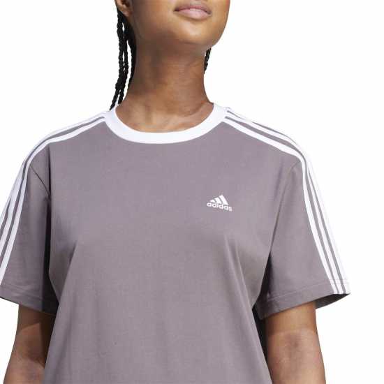 Adidas Essentials 3 Stripe T-Shirt Womens Угъл Дамски тениски и фланелки