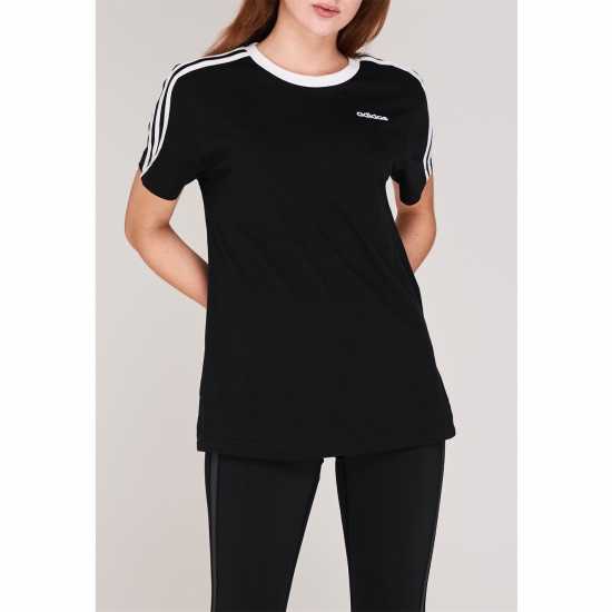 Дамски тениски и фланелки Adidas Essentials 3 Stripe T-Shirt Womens Черно/Бяло Adidas Essentials 3 Stripe T-Shirt Womens Черно/Бяло Дамски тениски и фланелки