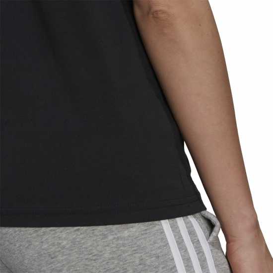 Adidas 3 Stripe T-Shirt Black/White - Дамски тениски с яка