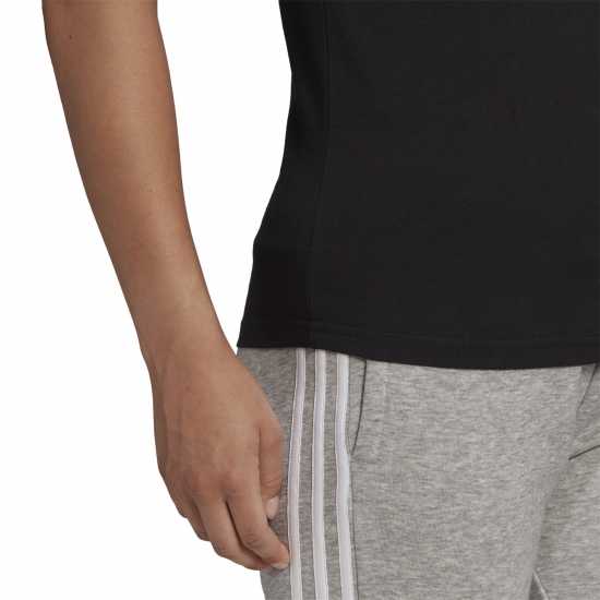 Adidas Essentials 3 Stripe T-Shirt Womens Черно/Черно/Бяло Дамски тениски и фланелки