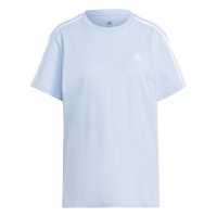 Adidas 3 Stripe T-Shirt Blue Dawn Дамски тениски с яка